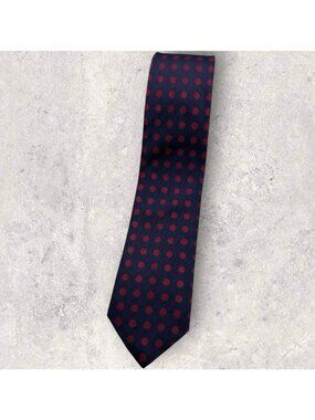 NEW PHINEAS COLE Silk Tie ENGLAND XL Navy Red Polka Dot W:2.7"